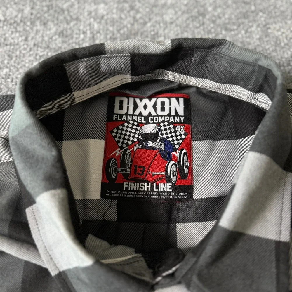 Dixxon Flannel Finish Line Black/White Buffalo Plaid Long Sleeve Mens 4X